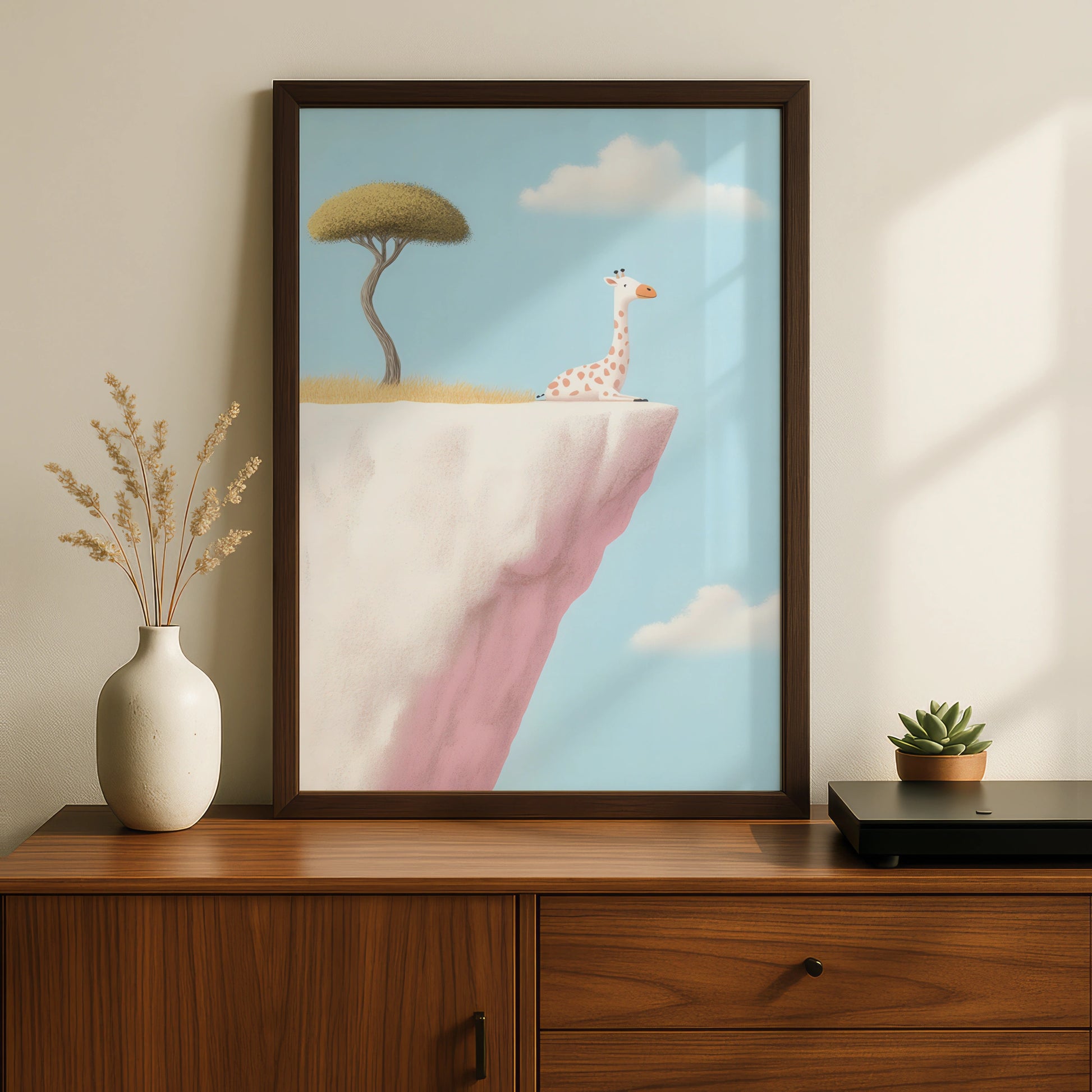 Giraffe Nursery Wall Art, Baby Animal Print, Safari Kids Room Poster, Cute Pastel Decor