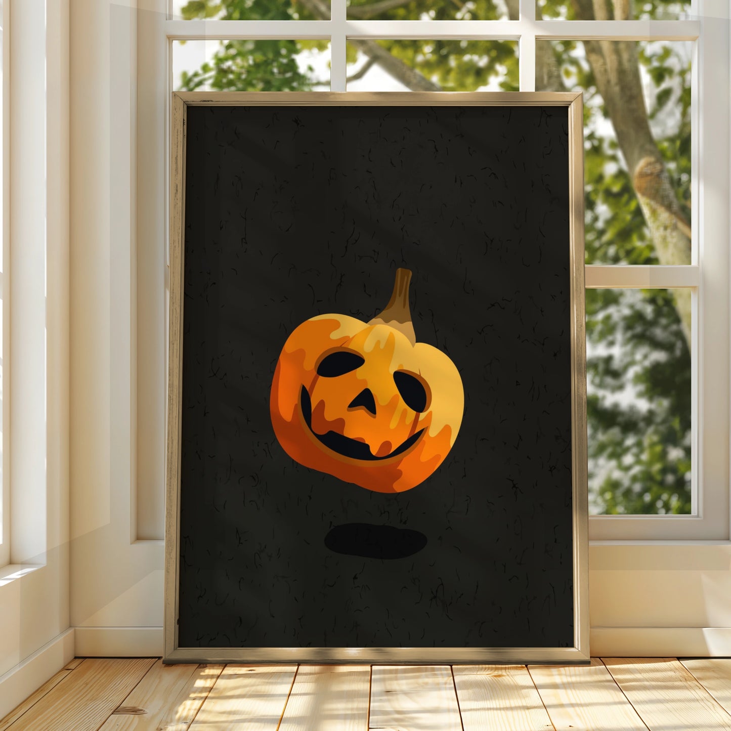 Halloween Pumpkin Wall Art, Jack O Lantern Poster, Spooky Orange Black Decor