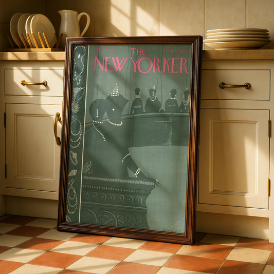 New Yorker 1926 Cover Poster, Art Deco Theatre Women, Vintage Magazine Wall Art