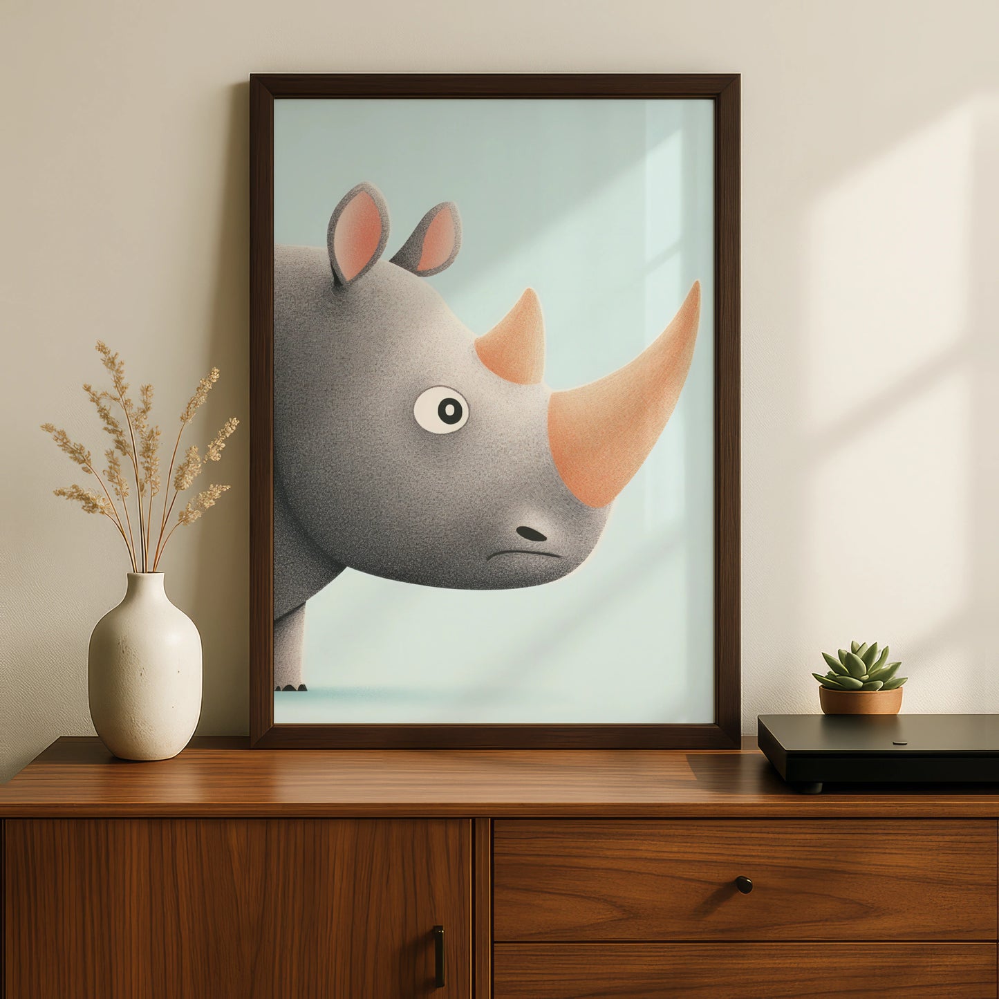 Rhino Nursery Wall Art, Cute Rhinoceros Print, Baby Animal Poster, Kids Room Decor