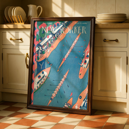 The New Yorker 1927 Rowing Race Cover Poster, Vintage Art Deco Wall Art Print