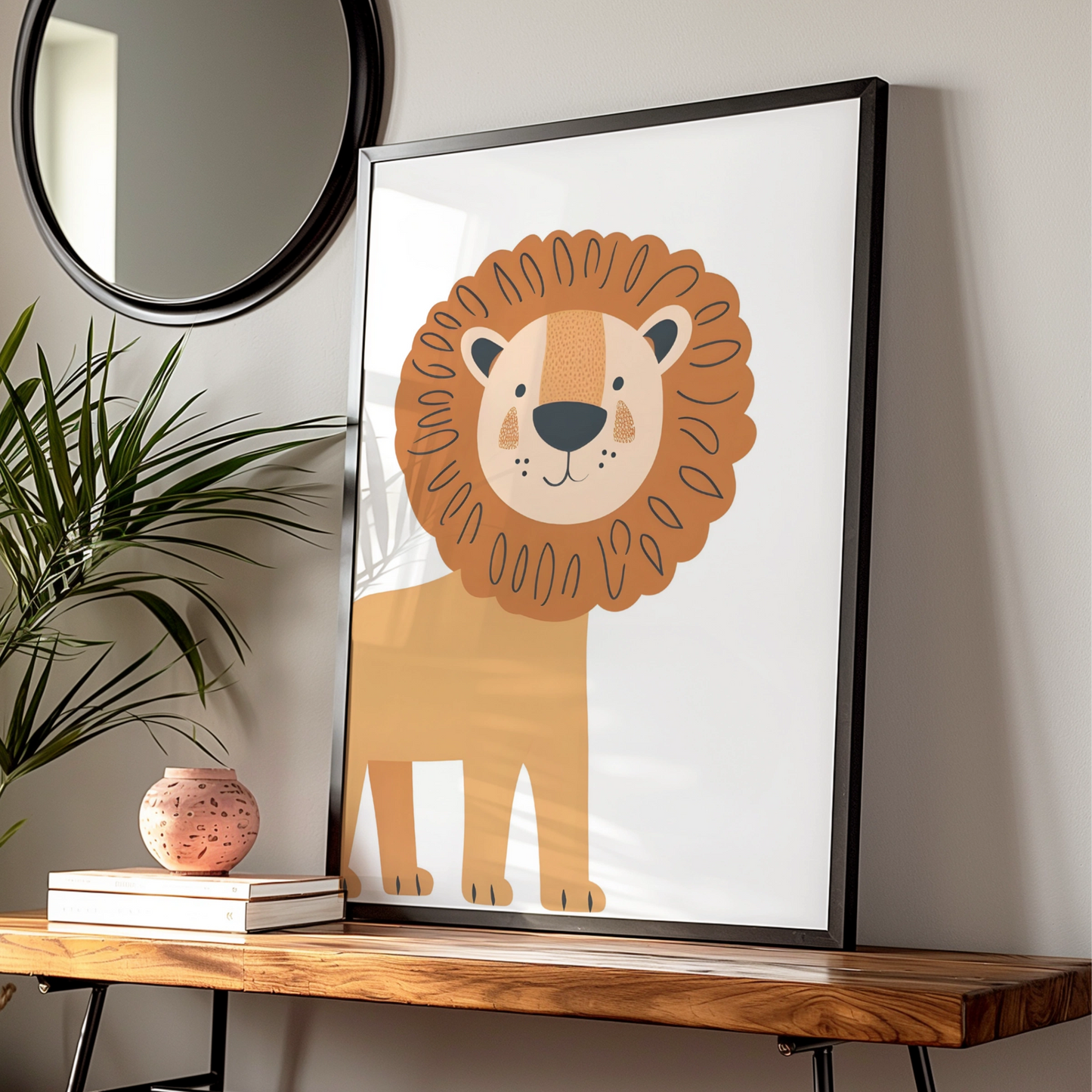 Lion Nursery Wall Art, Cute Safari Animal Print, Kids Room Poster, Baby Decor