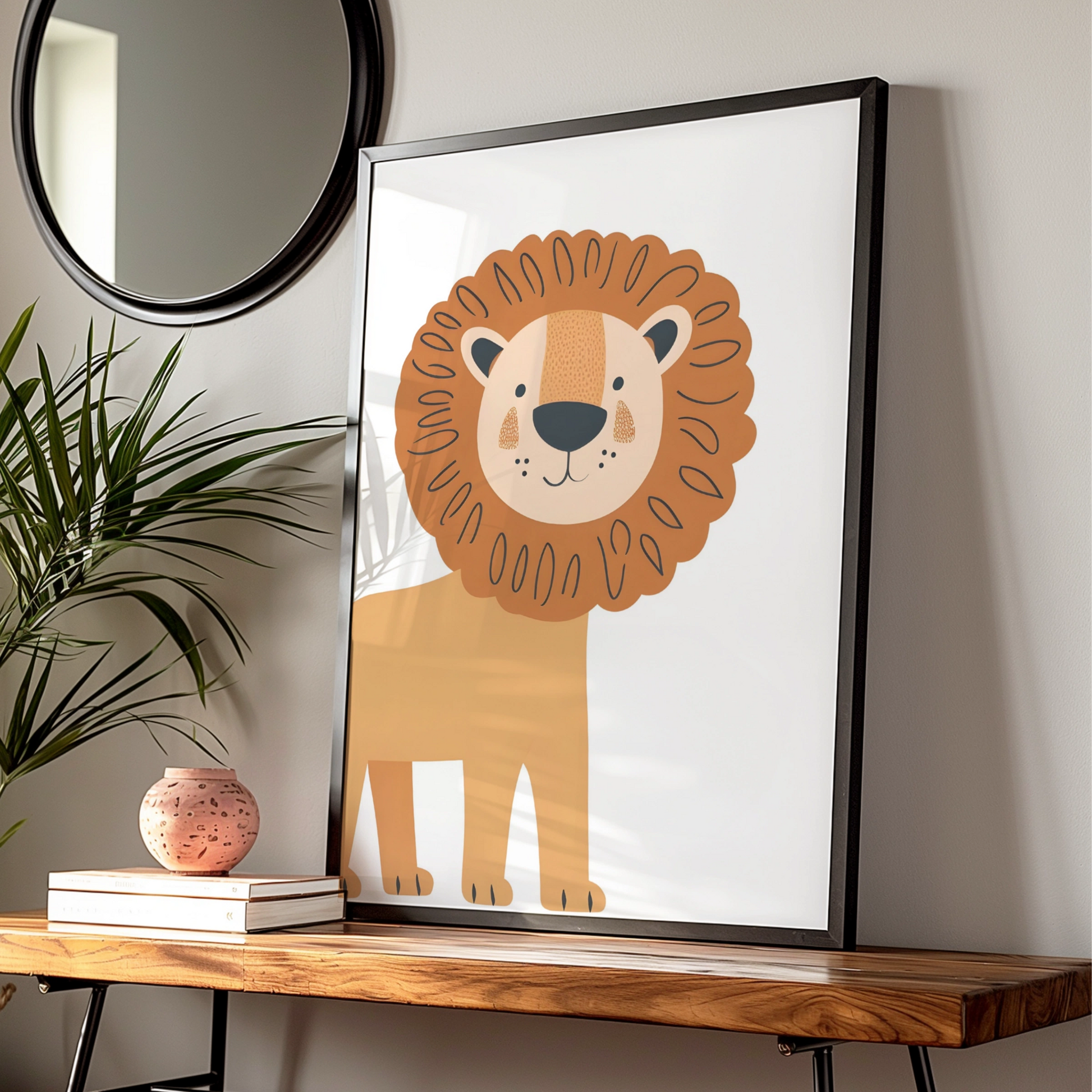 Lion Nursery Wall Art, Cute Safari Animal Print, Kids Room Poster, Baby Decor