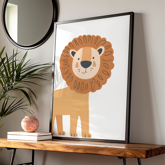 Lion Nursery Wall Art, Cute Safari Animal Print, Kids Room Poster, Baby Decor