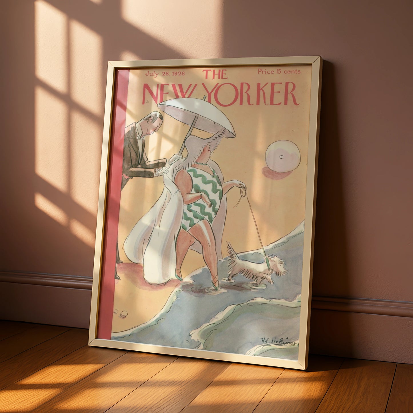 The New Yorker July 1928 Beach Cover Poster, Vintage Art Deco Wall Art Print