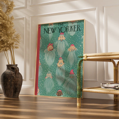 New Yorker Christmas Poster, Vintage 1926 Santa Gnome Cover Art, Holiday Wall Art Print