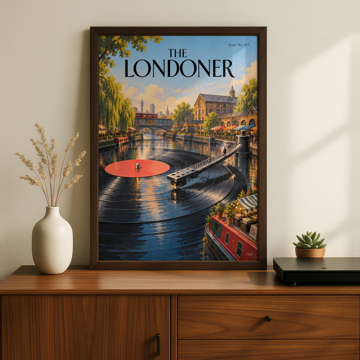 The Londoner Poster, Camden Canal Vinyl Record Art Print, London Wall Art, Music Lover Decor