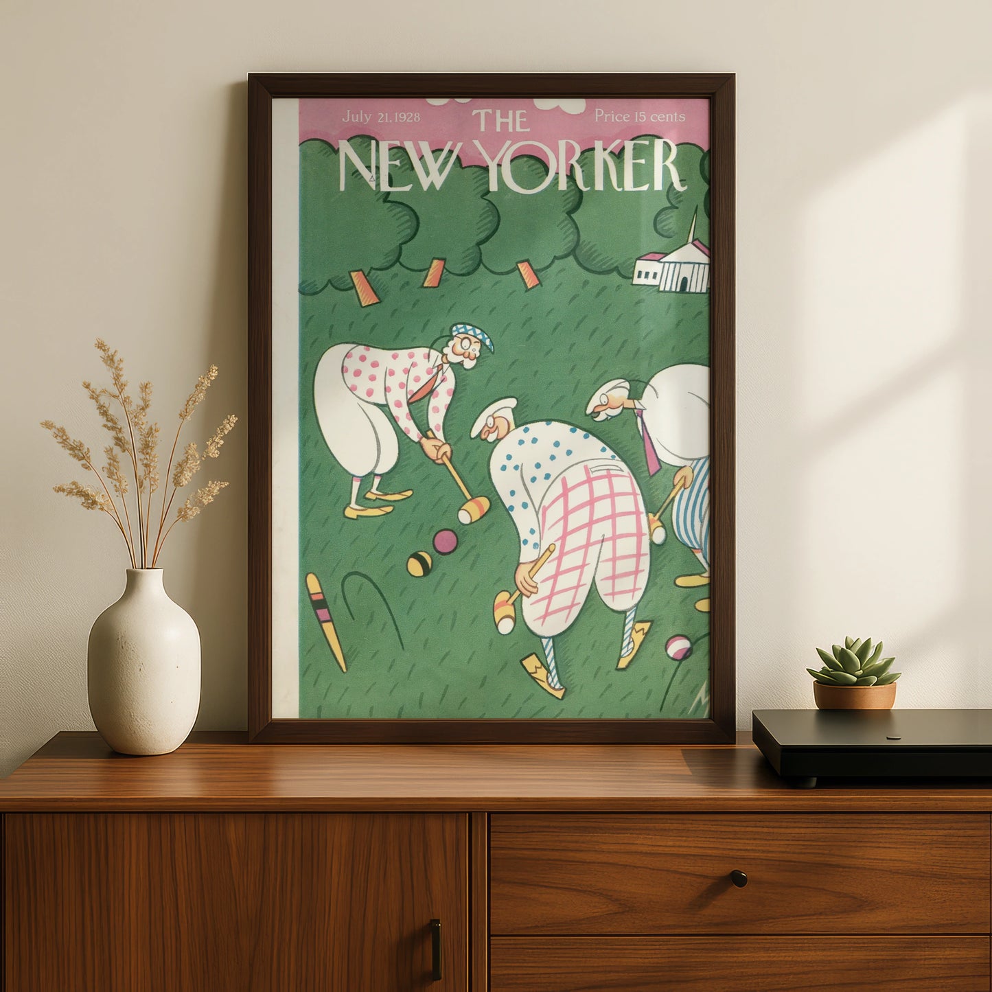 The New Yorker July 1928 Croquet Poster, Vintage Magazine Cover Wall Art Print