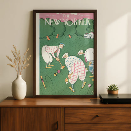 The New Yorker July 1928 Croquet Poster, Vintage Magazine Cover Wall Art Print