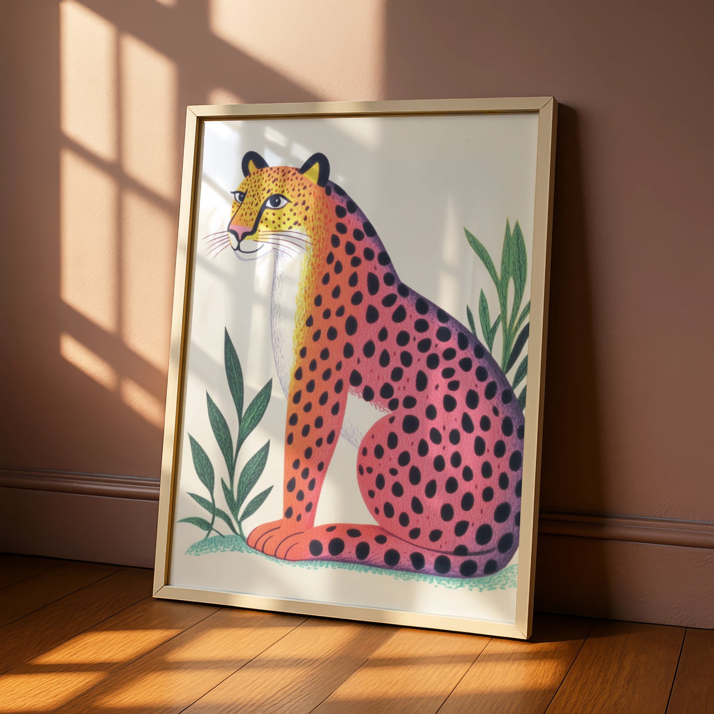 Colourful Cheetah Nursery Wall Art, Kids Animal Print, Jungle Safari Poster
