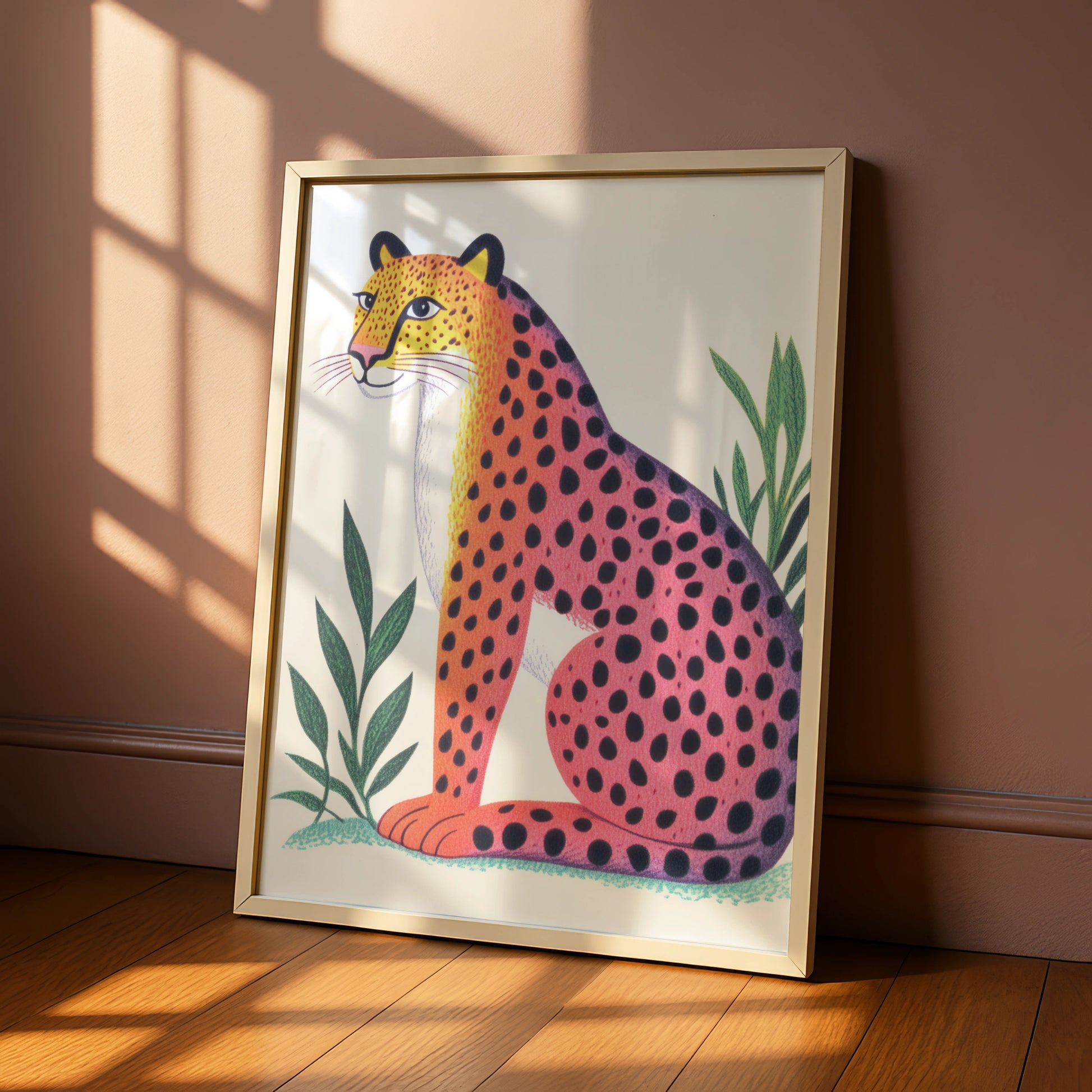 Colourful Cheetah Nursery Wall Art, Kids Animal Print, Jungle Safari Poster