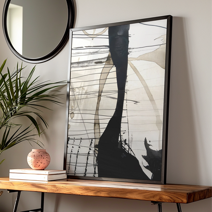 Abstract Ink Monochrome Wall Art, Black and White Poster, Modern Minimalist Print