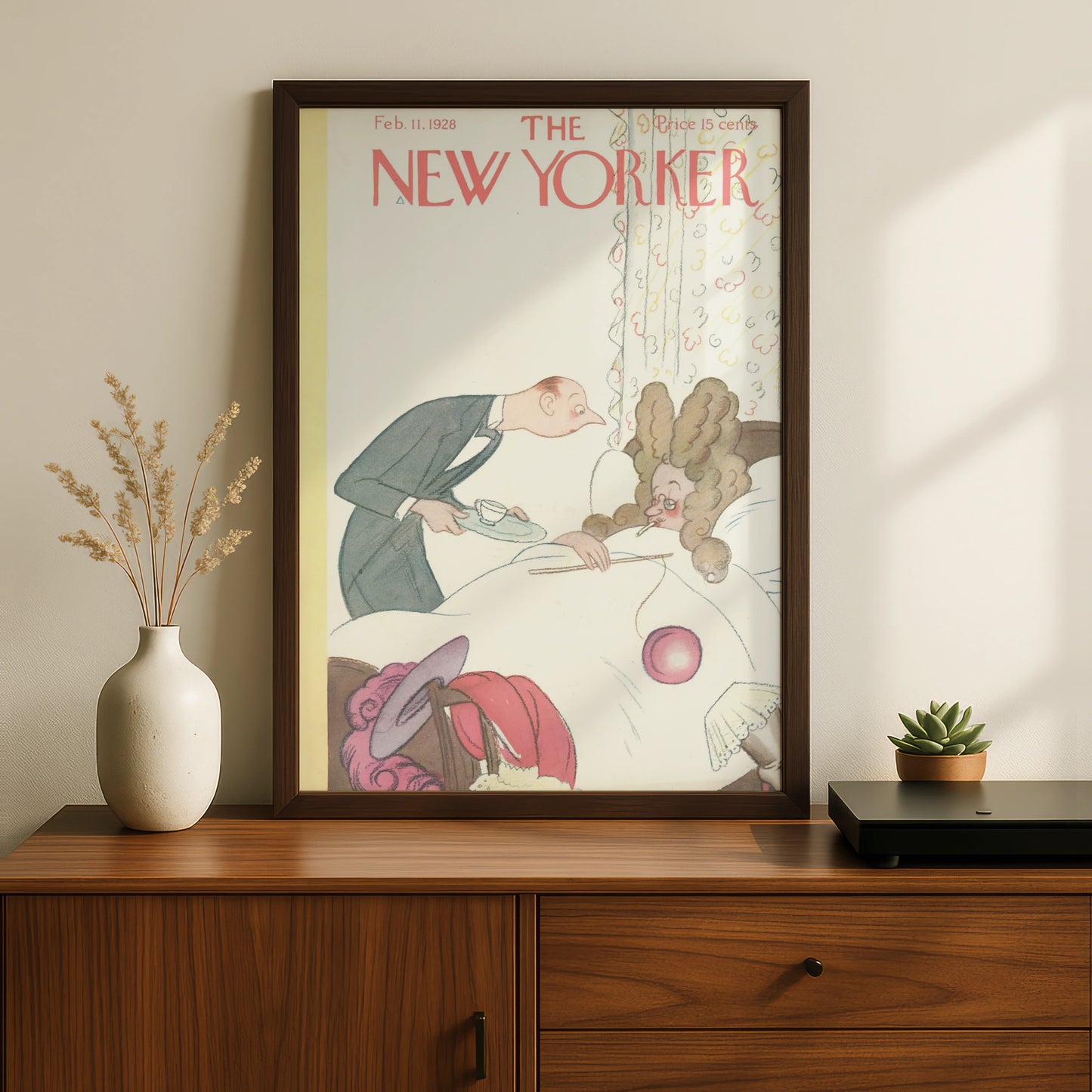 The New Yorker February 1928 Cover Art Poster, Vintage Illustration Wall Art Print
