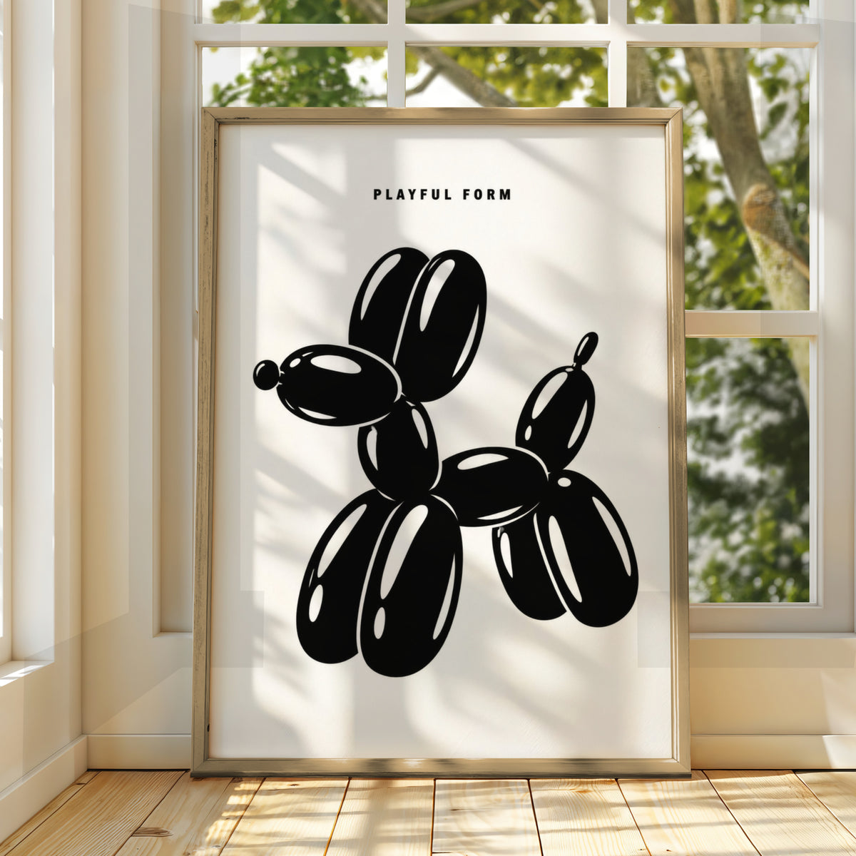 Balloon Dog Print, Monochrome Wall Art, Black and White Poster, Modern Gallery Wall
