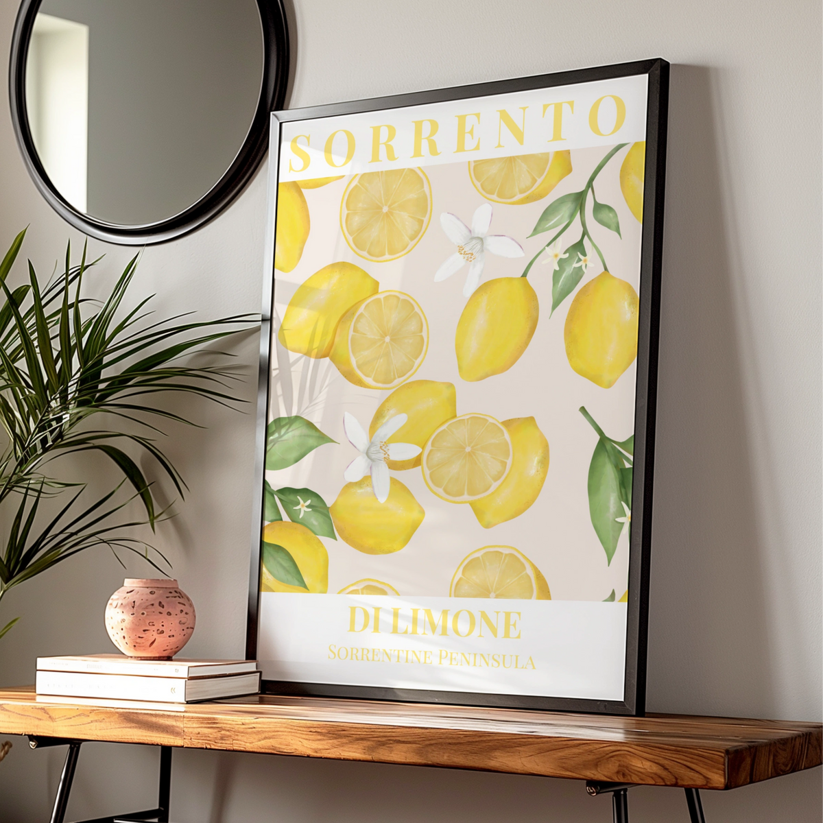 Sorrento Lemon Poster, Italian Maximalist Wall Art, Di Limone Kitchen Print, Yellow