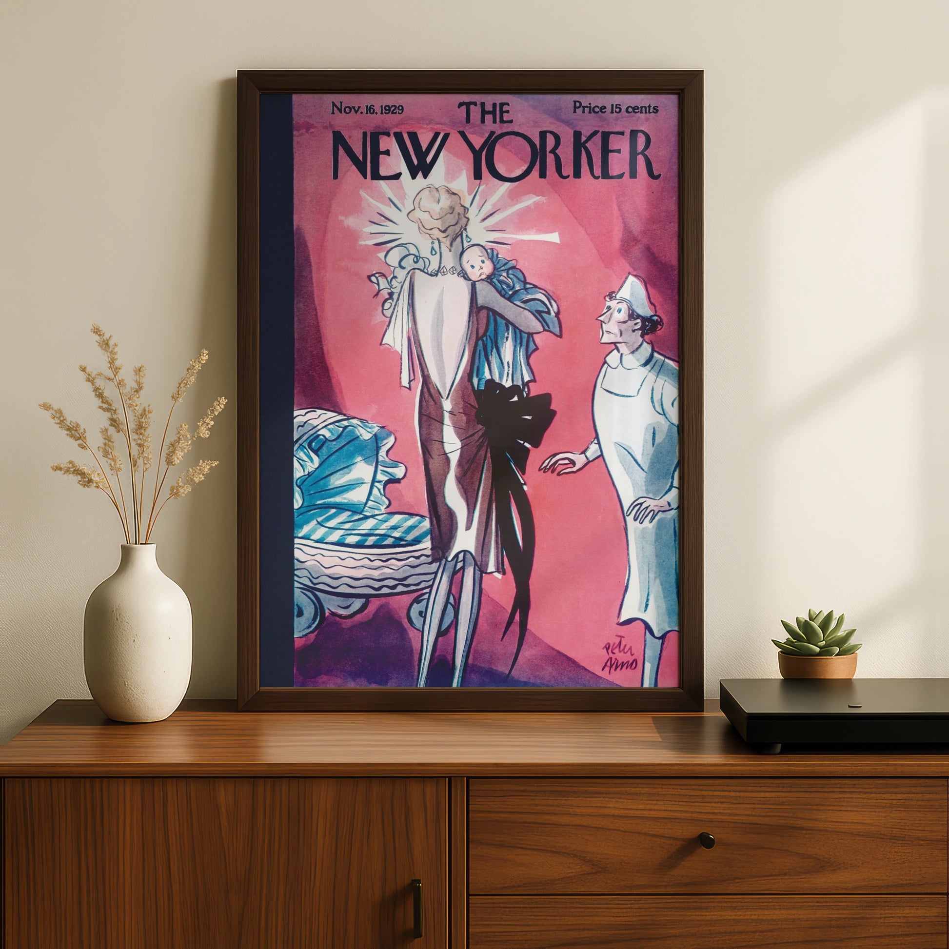 The New Yorker 1929 Cover Poster, Peter Arno Vintage Art, Pink Art Deco Wall Print