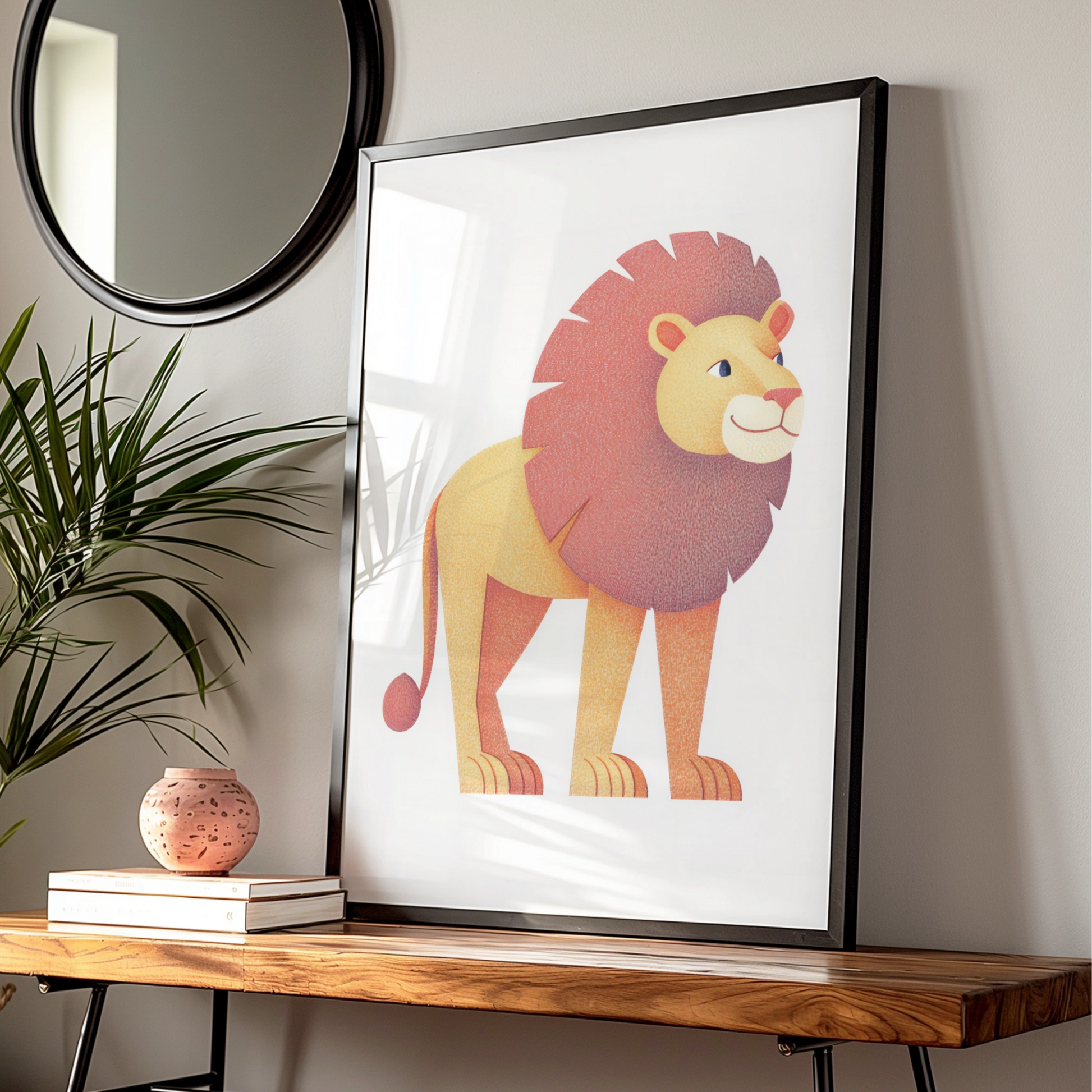 Lion Nursery Wall Art, Safari Animal Print, Kids Room Poster, Cute Lion Decor