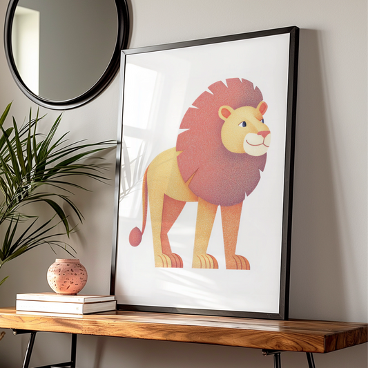 Lion Nursery Wall Art, Safari Animal Print, Kids Room Poster, Cute Lion Decor
