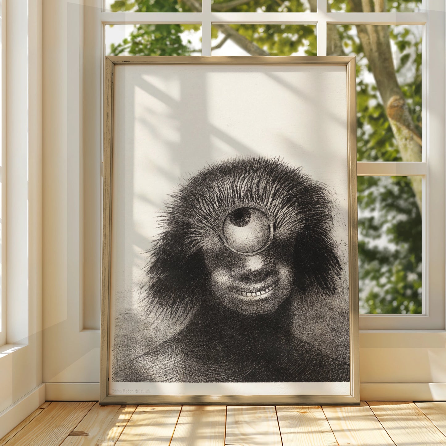 Odilon Redon Cyclops Monster Halloween Art Print, Dark Surreal Creature Poster