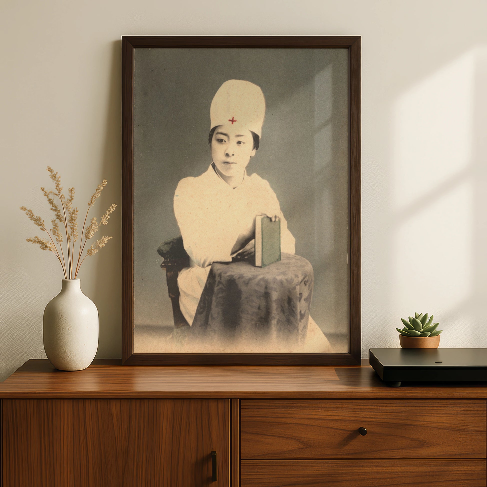 Vintage Japanese Nurse Poster, Red Cross Antique Photo Art Print, Halloween Wall Art