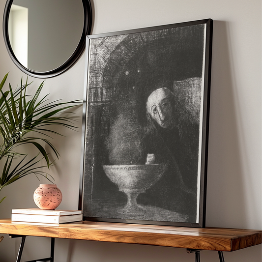 Dark Gothic Halloween Art Print, Witch Cauldron Poster, Occult Wall Art, Vintage Macabre Decor