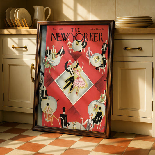 The New Yorker 1927 Art Deco Dance Cover Poster, Vintage Red Jazz Age Wall Art