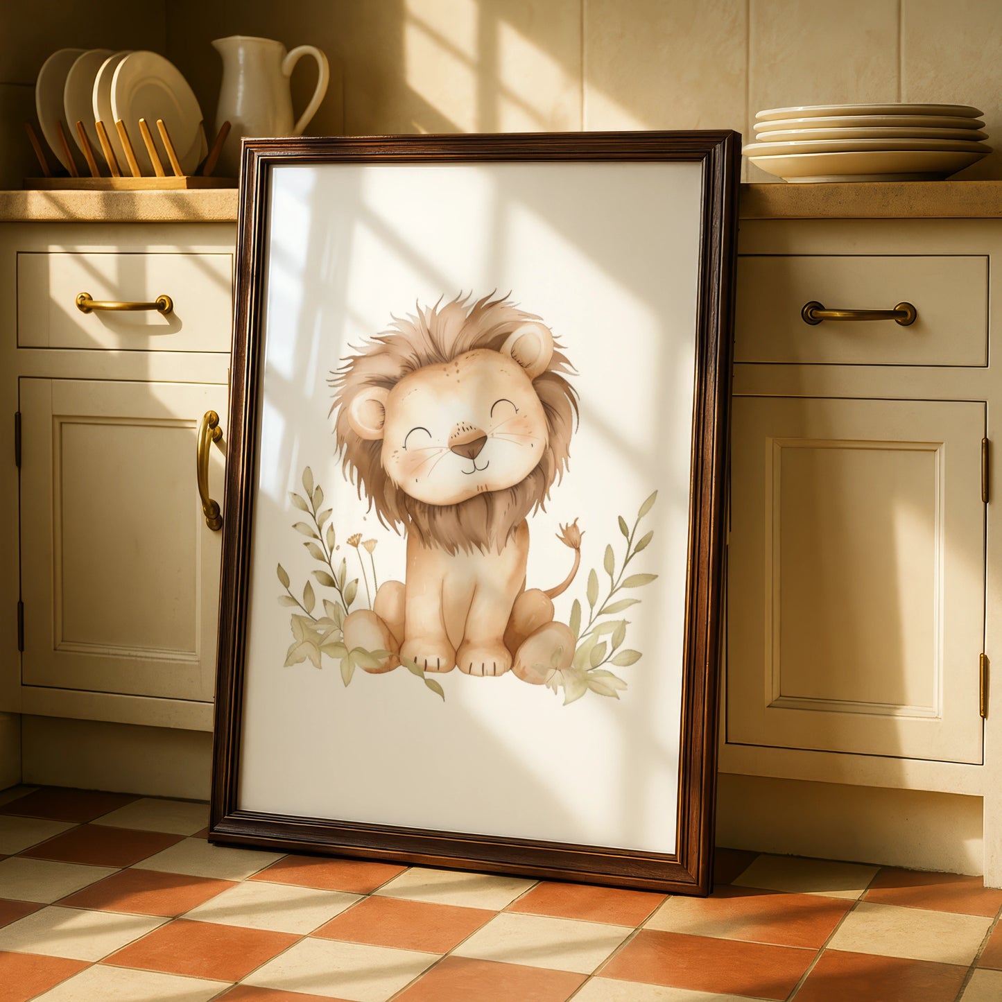 Lion Nursery Wall Art, Cute Baby Lion Poster, Safari Animal Print, Kids Room Decor