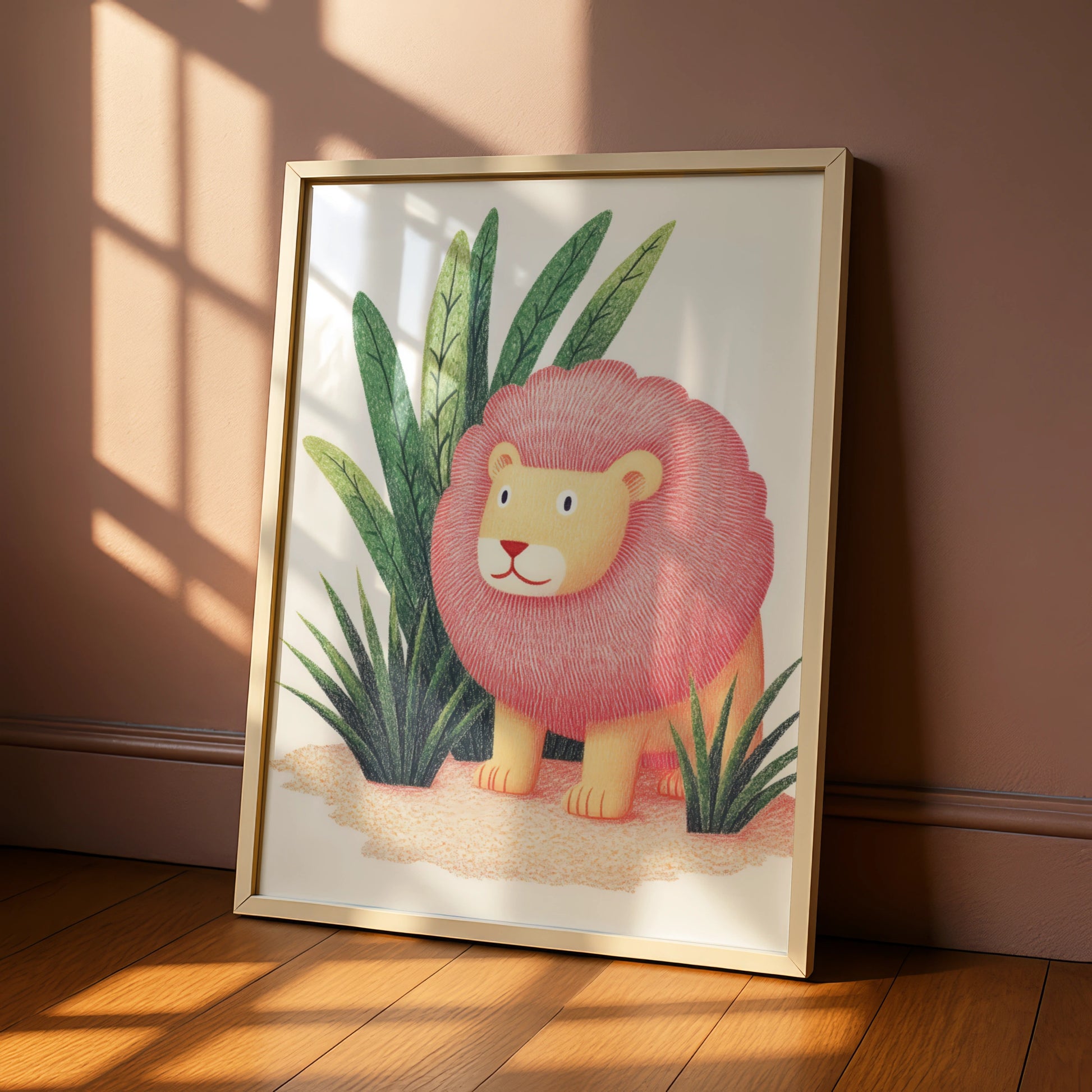 Lion Nursery Wall Art, Cute Safari Animal Print, Baby Room Poster, Kids Jungle Decor