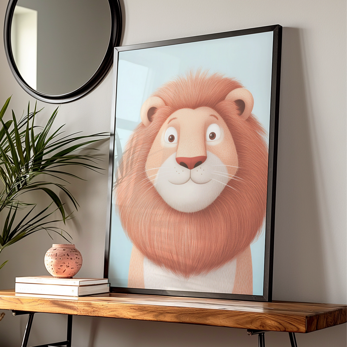 Cute Lion Nursery Wall Art, Baby Animal Poster, Kids Room Print, Safari Decor
