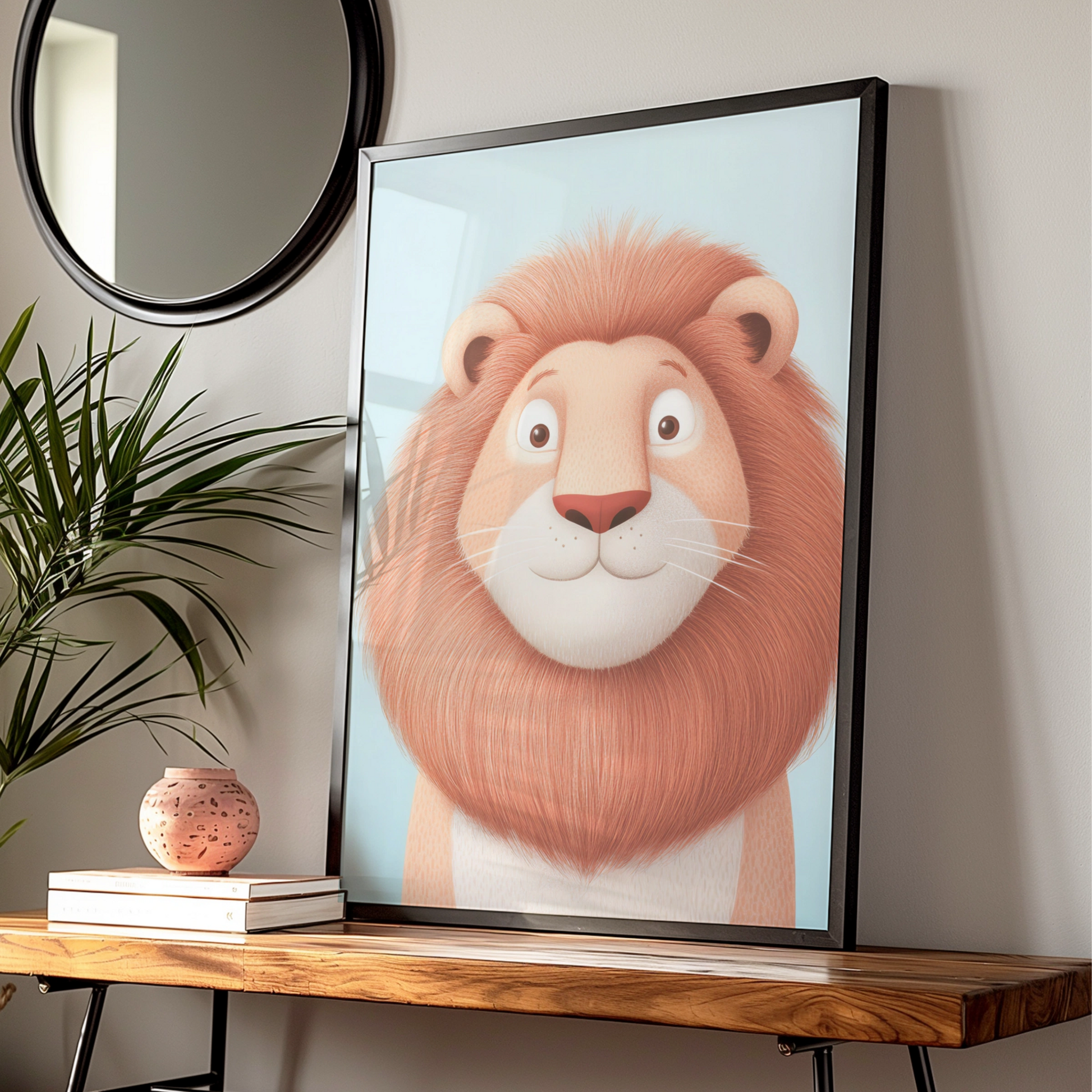 Cute Lion Nursery Wall Art, Baby Animal Poster, Kids Room Print, Safari Decor