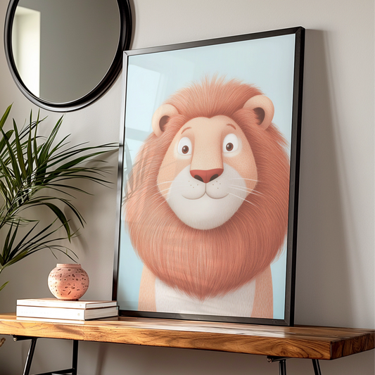 Cute Lion Nursery Wall Art, Baby Animal Poster, Kids Room Print, Safari Decor