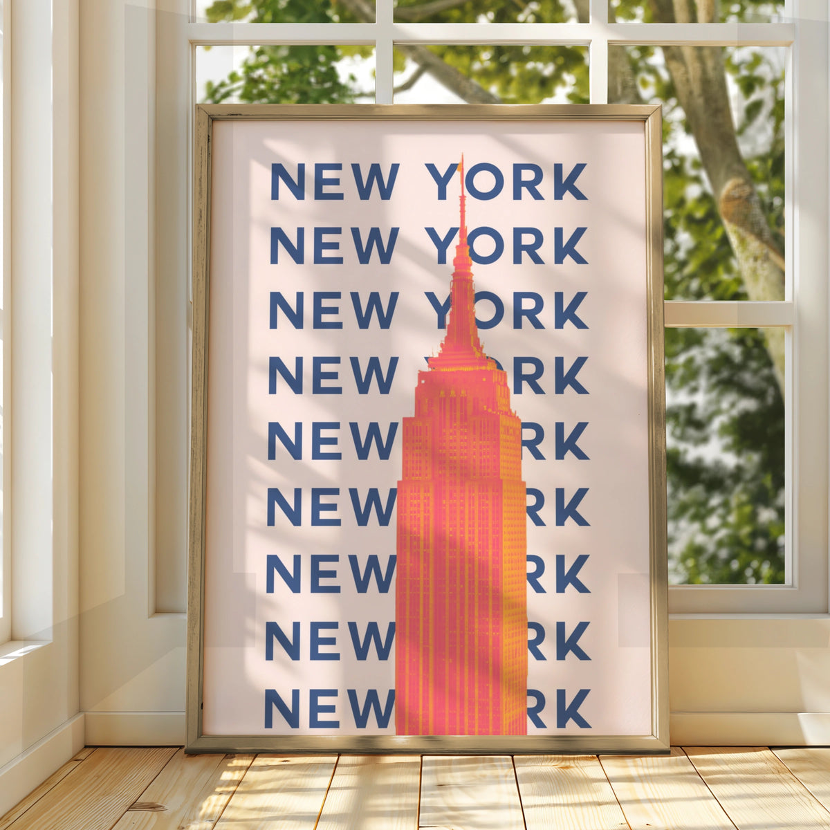 New York Travel Poster, Empire State Building Wall Art, NYC Retro City Print