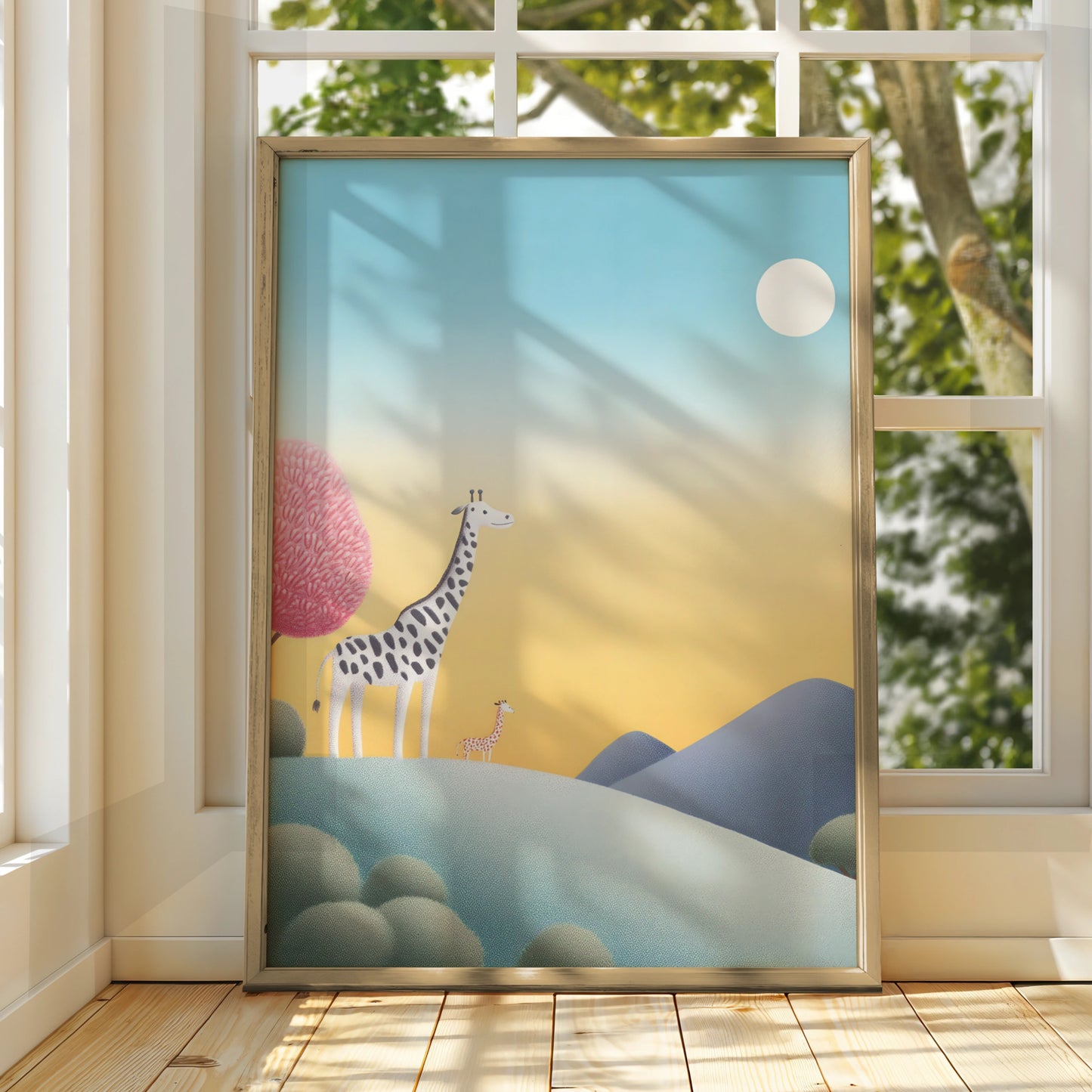 Giraffe Nursery Wall Art, Baby Giraffe Print, Safari Kids Room Poster, Cute Animal Decor