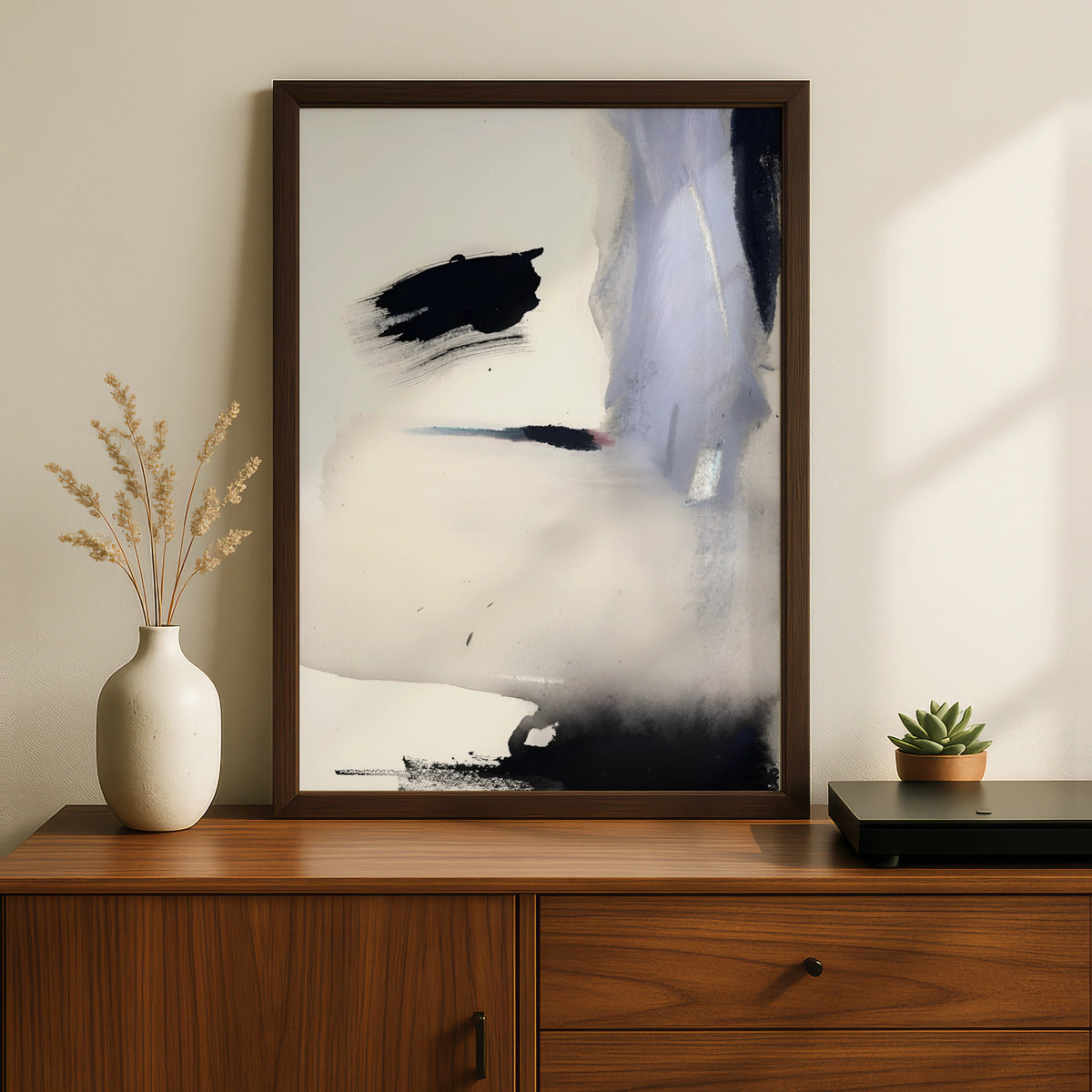 Abstract Monochrome Wall Art, Black and White Brushstroke Print, Modern Neutral Poster