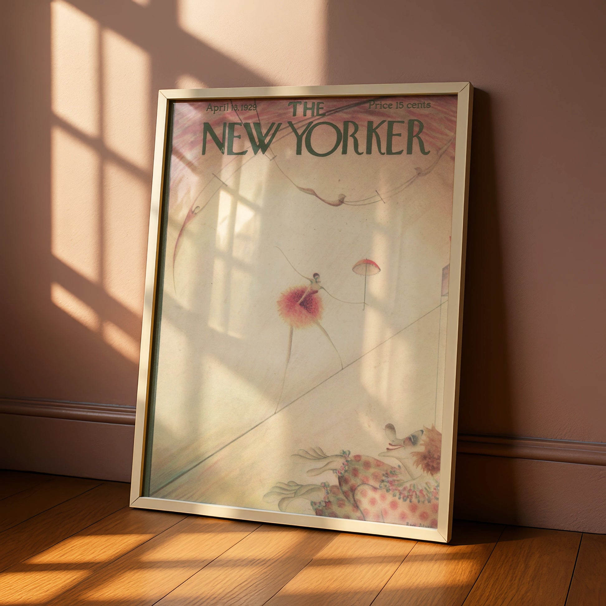 New Yorker 1929 Circus Poster, Vintage Tightrope Art Print, Art Deco Wall Decor