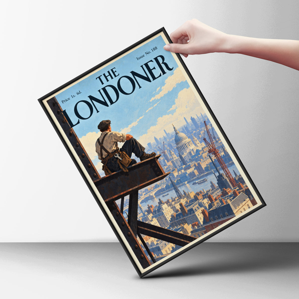 London Skyline Poster, Vintage Magazine Cover Wall Art, St Paul's Cathedral Art Print