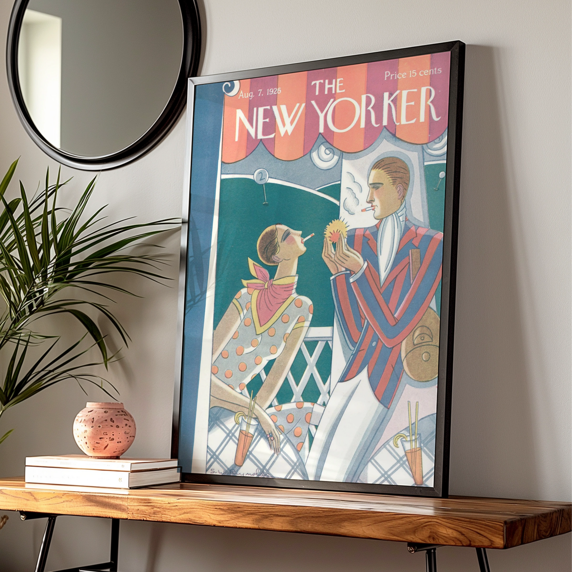 The New Yorker August 1926 Art Deco Cover Poster, Vintage 1920s Roaring Twenties Wall Art
