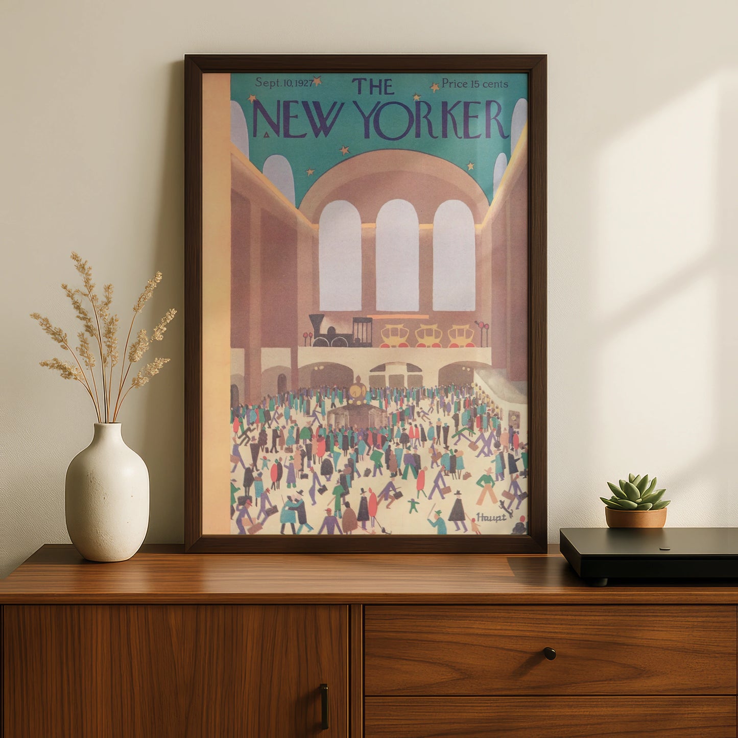 The New Yorker 1927 Grand Central Station Poster, Vintage Art Deco NYC Wall Art