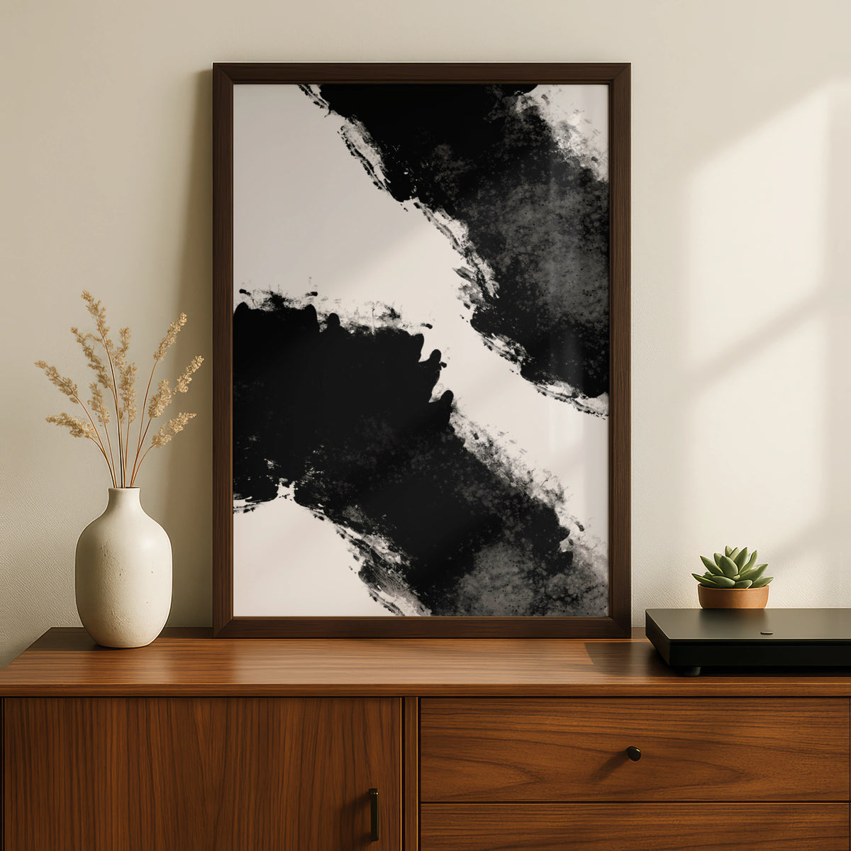 Abstract Ink Splash Monochrome Wall Art, Black and White Poster, Modern Print