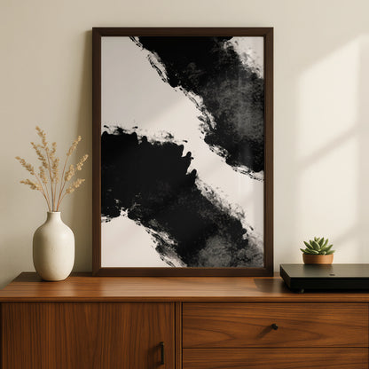 Abstract Ink Splash Monochrome Wall Art, Black and White Poster, Modern Print