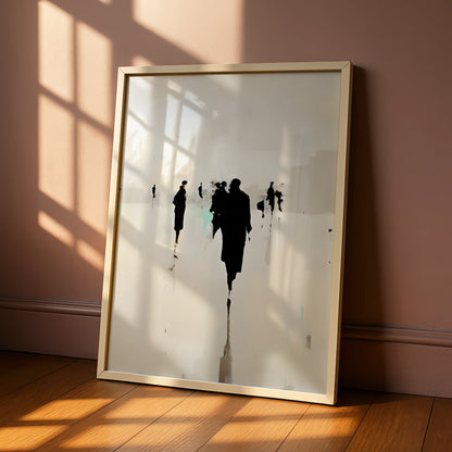 Abstract Figure Silhouette Print, Monochrome Wall Art, Modern Black White Poster, Contemporary Art