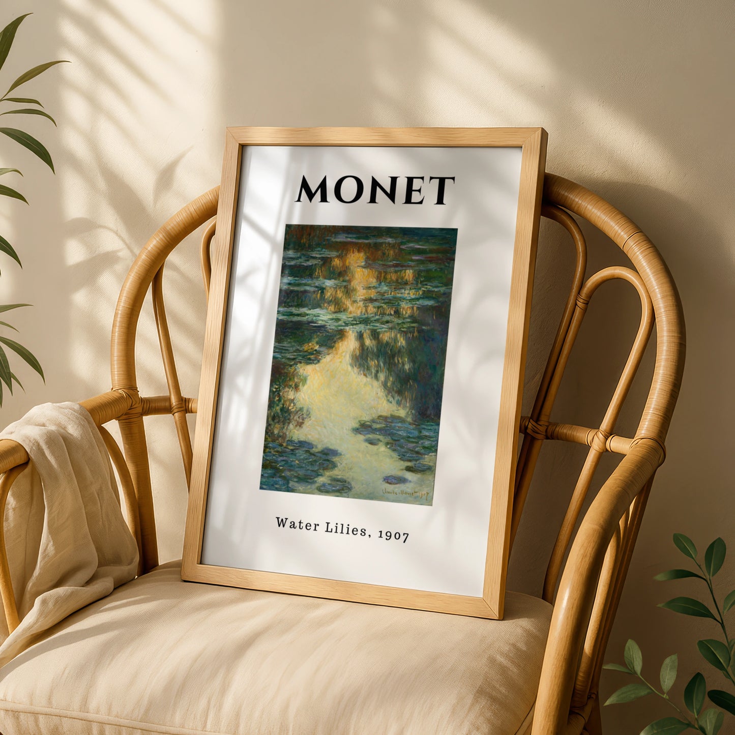 Monet Golden Teal Water Lilies 1907 Wall Art Print, Impressionist Botanical Poster – product image 3