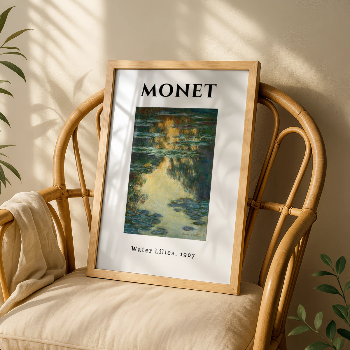 Monet Golden Teal Water Lilies 1907 Wall Art Print, Impressionist Botanical Poster – product image 3