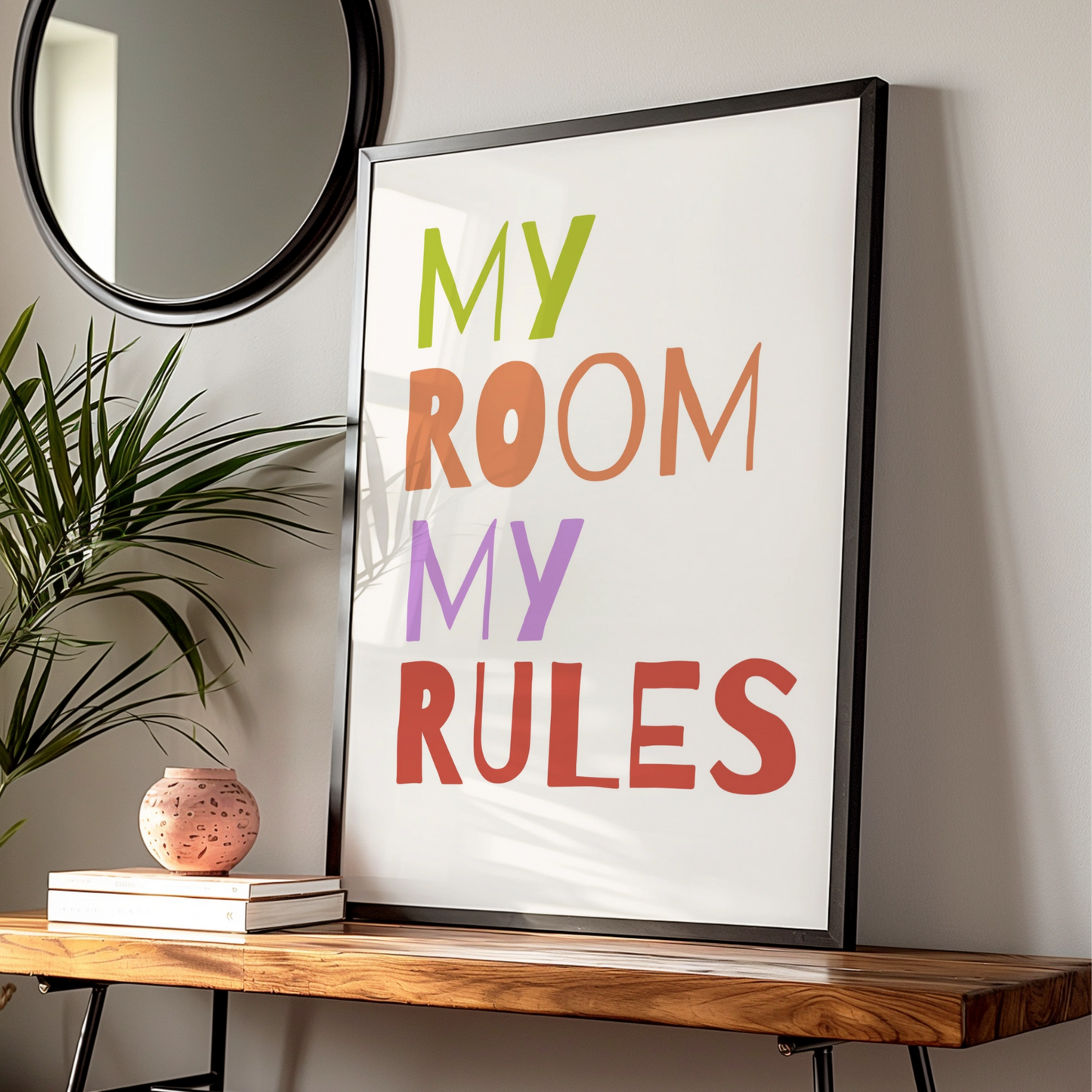 My Room My Rules Nursery Wall Art, Kids Bedroom Poster, Colourful Children Print