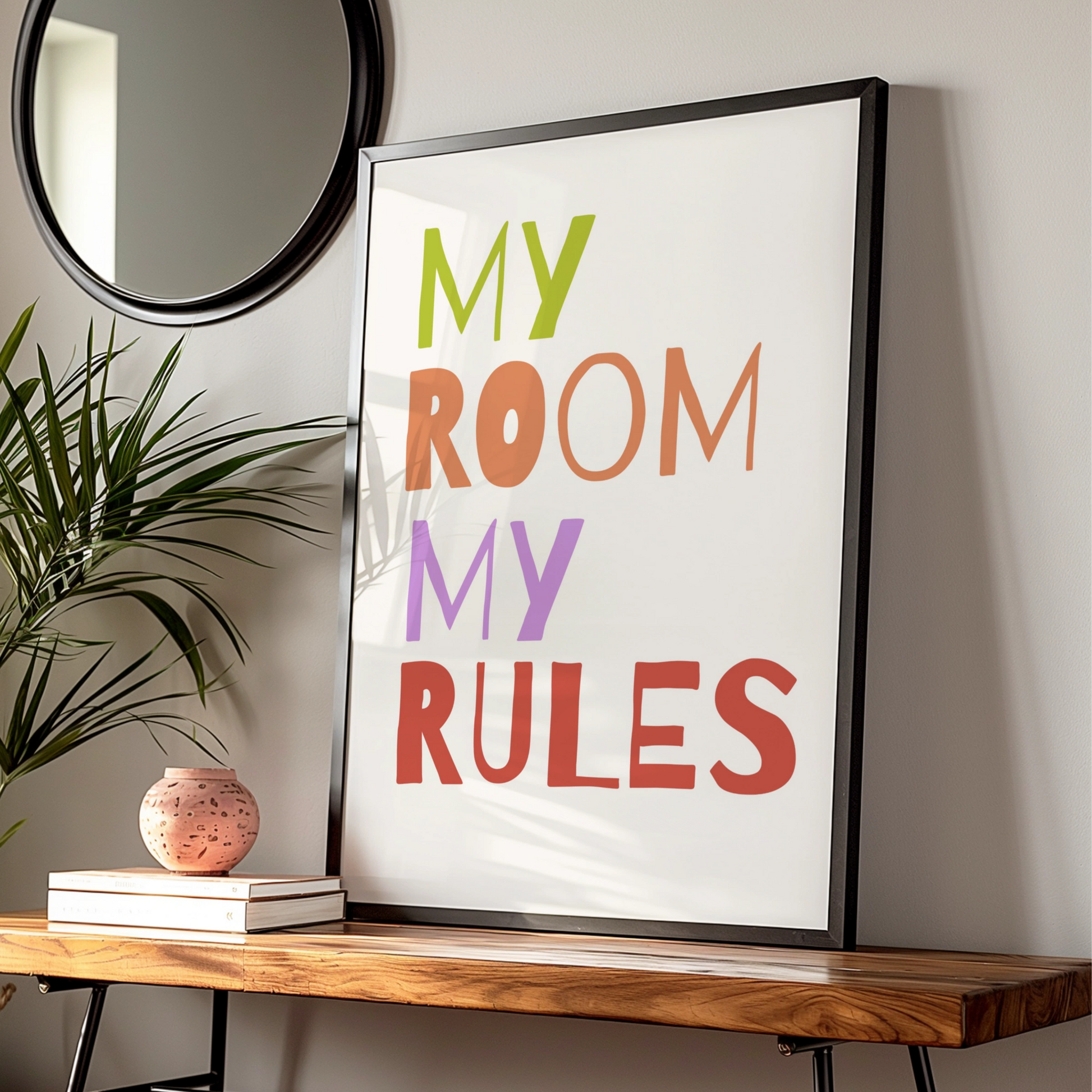 My Room My Rules Nursery Wall Art, Kids Bedroom Poster, Colourful Children Print