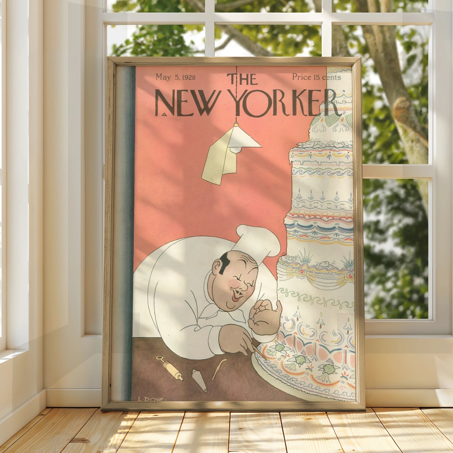 The New Yorker May 1928 Poster, Vintage Chef Wedding Cake Cover Wall Art Print