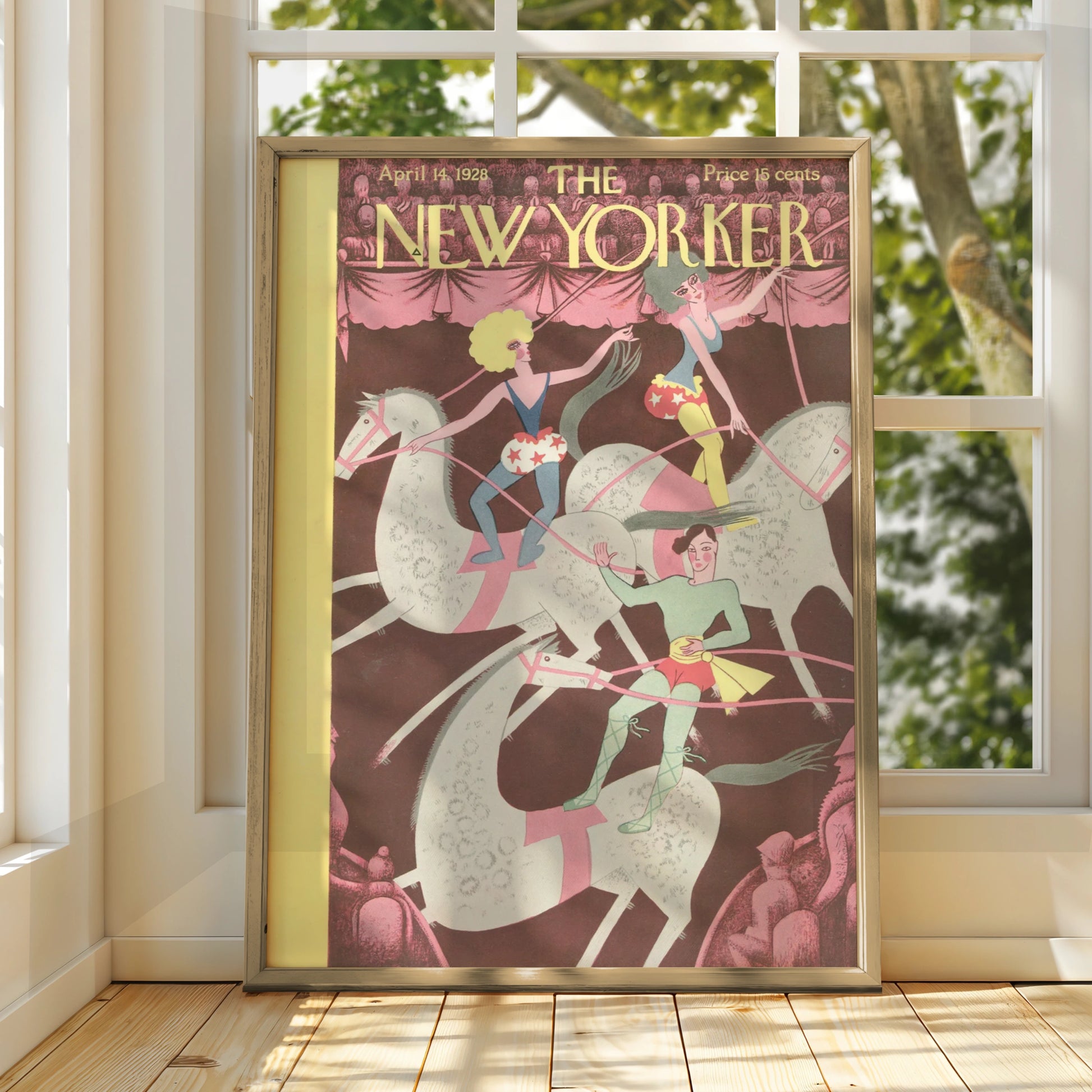 The New Yorker Circus Poster, April 1928 Vintage Cover Art, Acrobat Horse Print