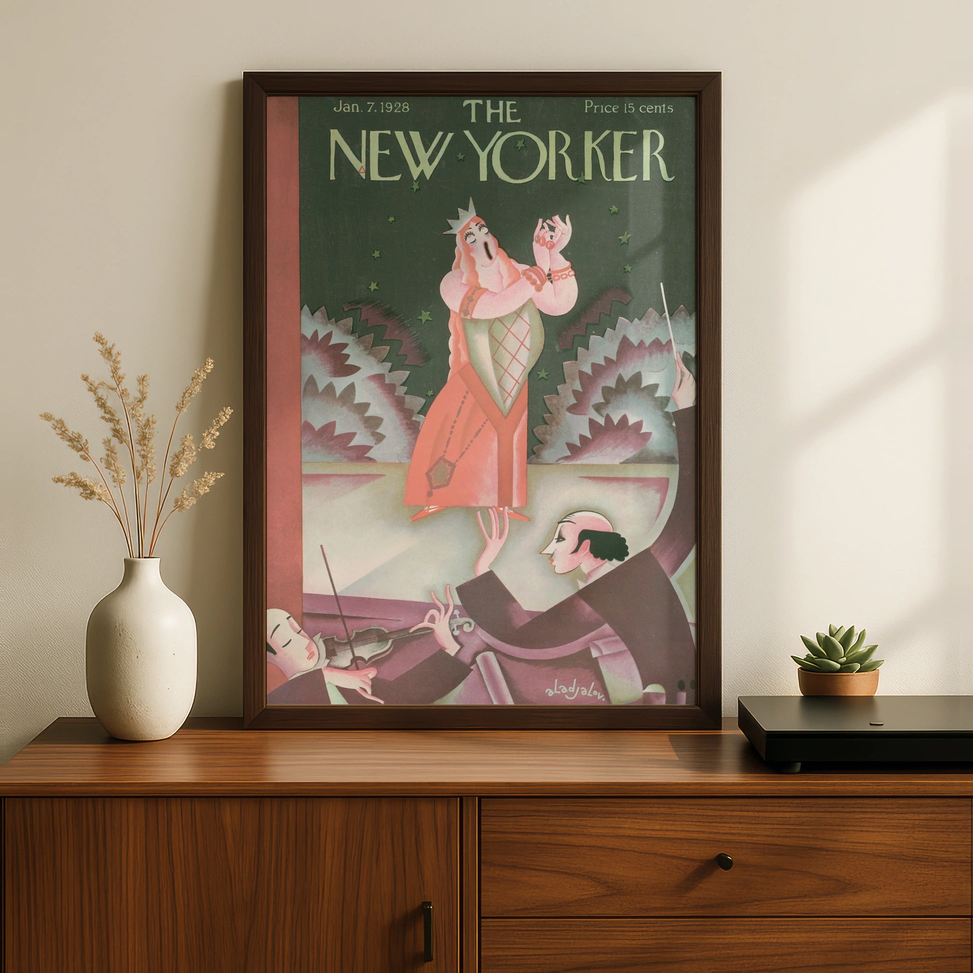 New Yorker 1928 Opera Singer Poster, Vintage Art Deco Cover Print, Music Wall Art
