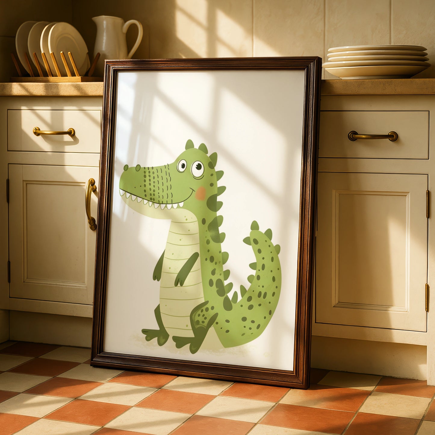 Cute Crocodile Nursery Wall Art, Green Baby Animal Poster, Kids Room Print