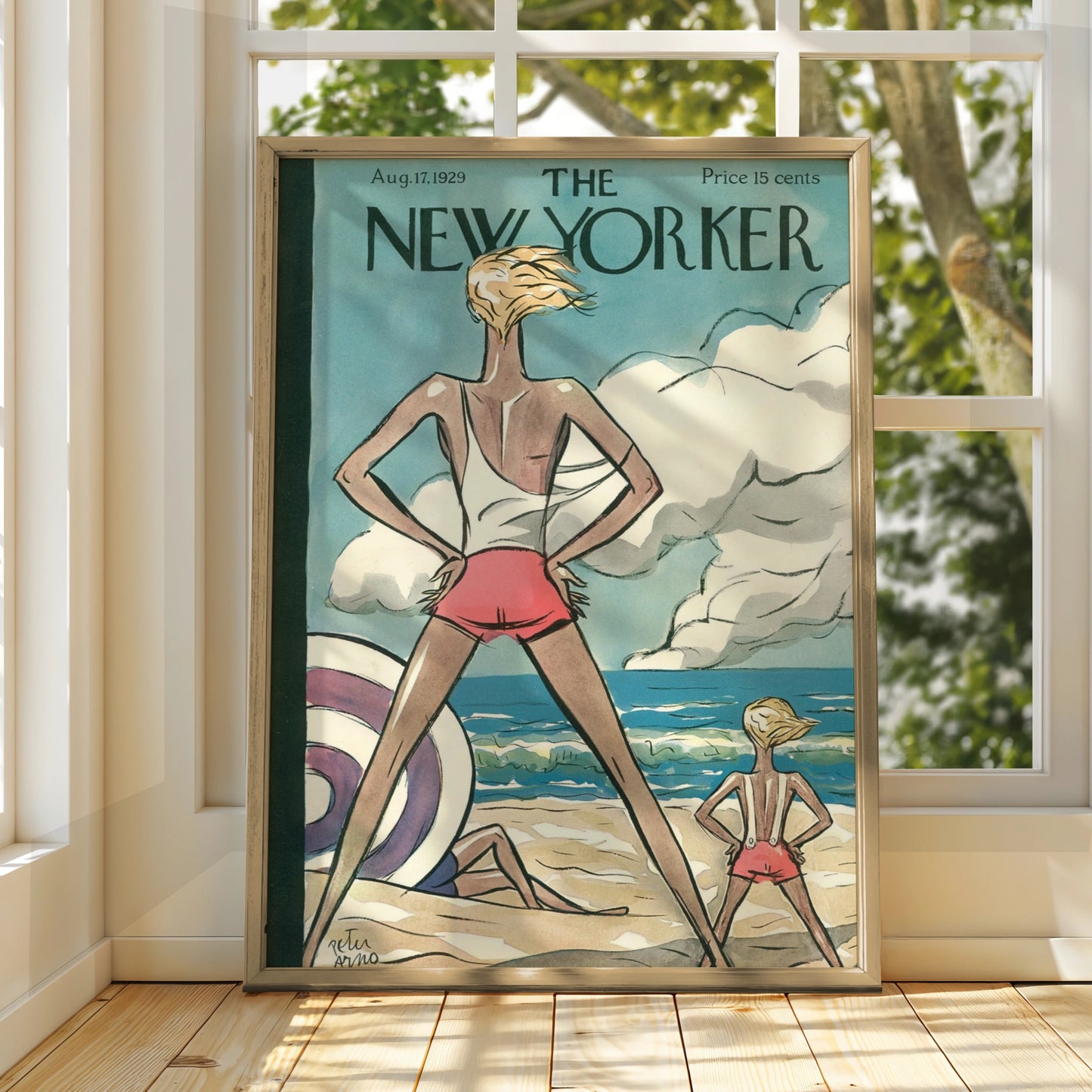 The New Yorker August 1929 Beach Cover Poster, Peter Arno Vintage Wall Art Print